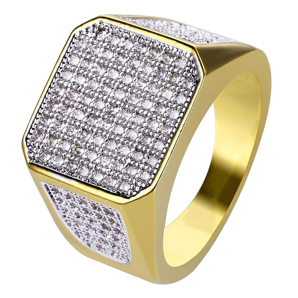 Golden Business Full Diamond Ring For Men