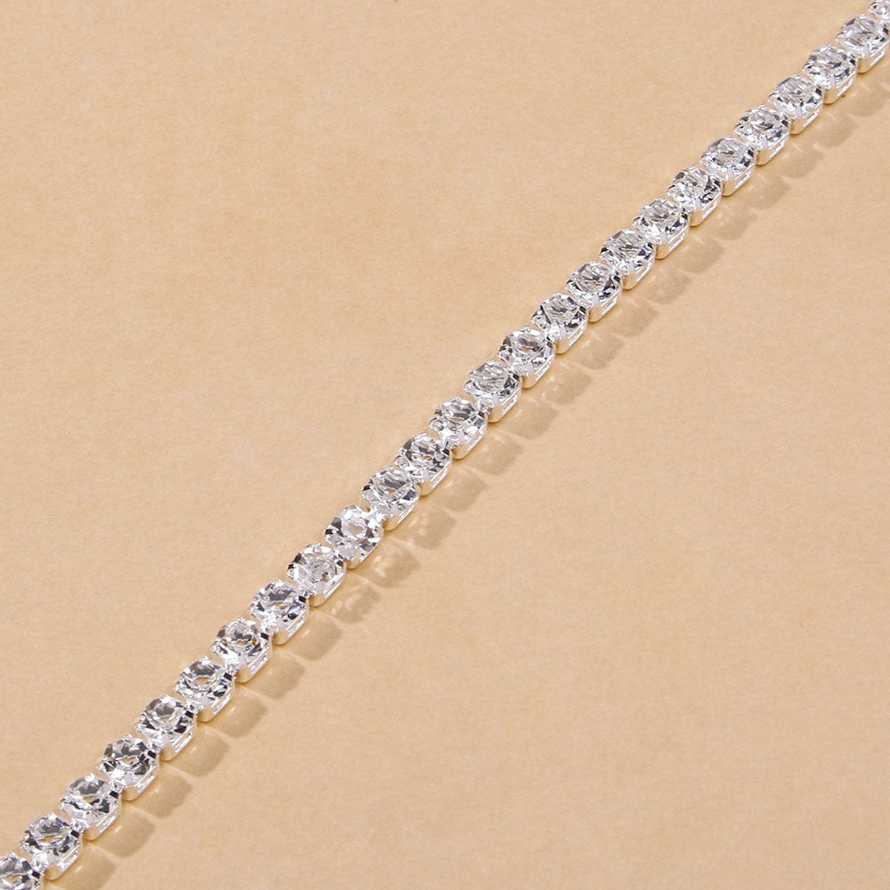 Simple Rhinestone Tennis Chain Anklet