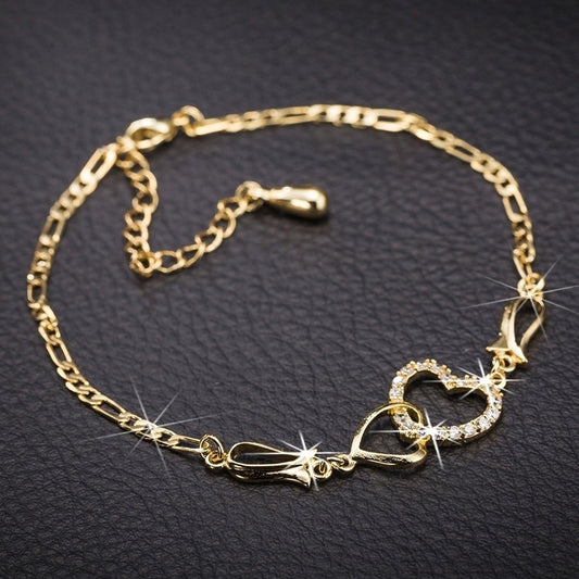 Double Heart Anklet Women