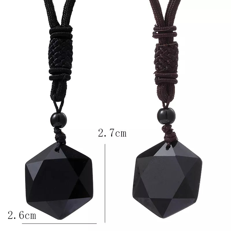 Hot Black Obsidian Hexagram Star